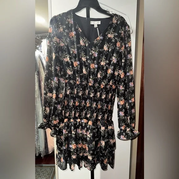 NWT- Floral Black Dress - Picture 1 of 3